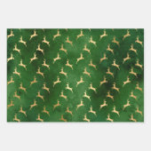 Elegante grün-goldene Weihnachtsmuster Geschenkpapier Set (Vorderseite)