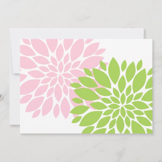 Elegante Grün-Rosa-Flora-Burst-Engagement-Partei Einladung (Rückseite)