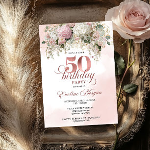 Elegante Grün-Roségold-Schimmer 50. Geburtstag  Einladung