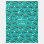 Elegante grün-rote Weihnachtsschrift-Fleece Fleecedecke (Vorderseite)