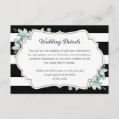 Elegante Grün Schwarz und Weiß Hochzeitsdetails Begleitkarte (Vorderseite)