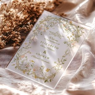 Elegante Grün- und Blütenrahmen Acryleinladungen