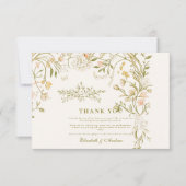 Elegante Grün- und Blütenrahmen Dankeskarte (Vorderseite)