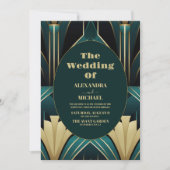 Elegante Grün und Gold Einladung (Vorderseite)