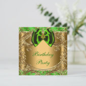 Elegante Grün- und Gold-Geburtstagsparty Einladung (Stehend Vorderseite)