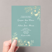 Elegante Grün- und Goldhochzeit Acryleinladungen (Insitu (Handheld))