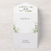 Elegante Grün- und Goldhochzeit All In One Einladung (Außenbereich)