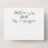 Elegante Grün- und Goldhochzeit All In One Einladung (Rückseite)