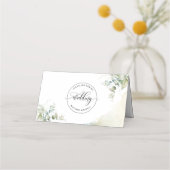 Elegante Grün- und Wasserfarbenprächtige Hochzeits Platzkarte (Rückseite)