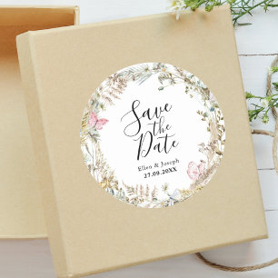 Elegante Grün Wasserfarben Hochzeit Save The Date Runder Aufkleber