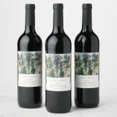 Elegante Grün-Wasserfarben-Waldhochzeit Weinetikett (Flaschen)