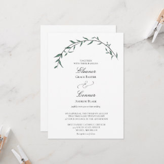 Elegante Grün-Weidenbogen-Hochzeitseinladung Einladung