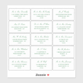Elegante Grün/Weiß-Hochzeit - individuelle Adresse Aufkleber
