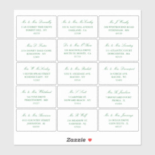 Elegante Grün/Weiß-Hochzeit - individuelle Adresse Aufkleber