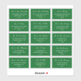 Elegante Grün/Weiß-Hochzeit - individuelle Adresse Aufkleber