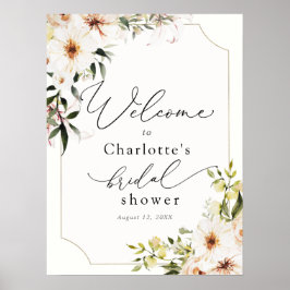 Elegante Grünanlage und White Florals Bridal Willk Poster