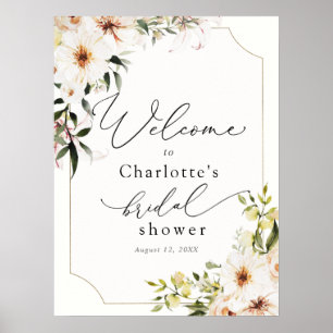 Elegante Grünanlage und White Florals Bridal Willk Poster