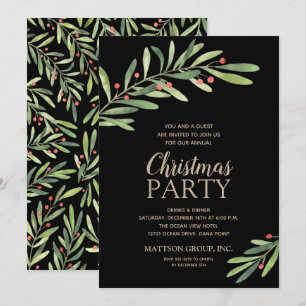 Elegante Grünanlagen Weihnachten Party Einladungen