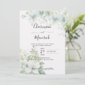 Elegante Grünbudget-QR-Code-Hochzeit Einladung (Stehend Vorderseite)