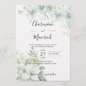 Elegante Grünbudget-QR-Code-Hochzeit Einladung (Vorderseite)