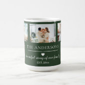 Elegante grüne 5-Foto-Familien-Collage Kaffeetasse (Mittel)