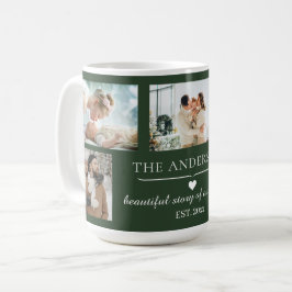 Elegante grüne 5-Foto-Familien-Collage Kaffeetasse