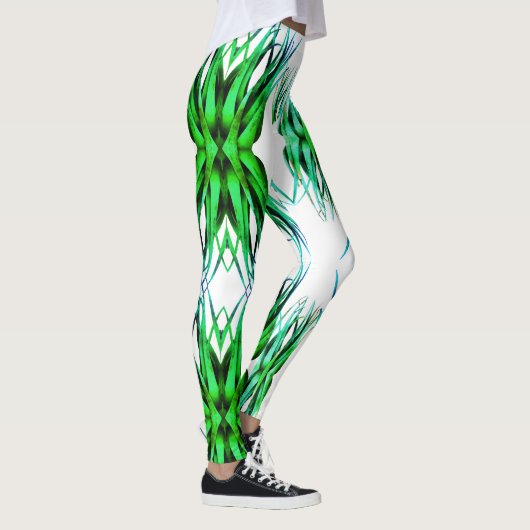 Elegante grüne Aloe Vera Pflanze Moderne Leggings (Rechts)