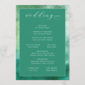 Elegante grüne Aquarell-Hochzeitszeremonie Programm (Rückseite)