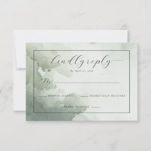 Elegante grüne Aquarell-RSVP RSVP Karte