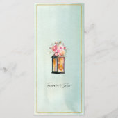 Elegante grüne Aquarellfarben Rose Goldene Flora L Menükarte (Rückseite)