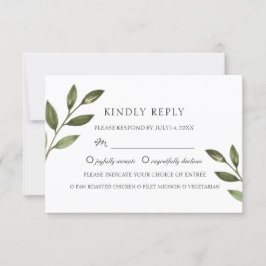 Elegante grüne Äste. Chic Hochzeit RSVP Karte