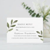 Elegante grüne Äste. Chic Hochzeit RSVP Karte (Stehend Vorderseite)