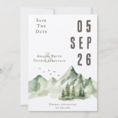 Elegante, grüne Berglandschaft Save The Date (Vorderseite)