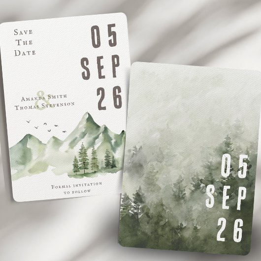 Elegante, grüne Berglandschaft Save The Date