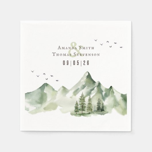Elegante, grüne Berglandschaft Serviette (Vorderseite)