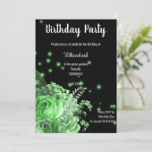 ELEGANTE GRÜNE BLACK FLORAL BIRTHDAITATION EINLADUNG (Stehend Vorderseite)