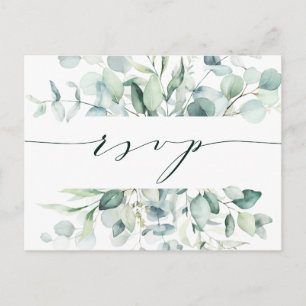 Elegante grüne Blatt-Hochzeit-RSVP Postkarte