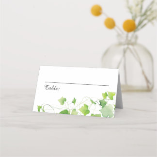 Elegante grüne Blatt-Hochzeits-Sitzkarte Platzkarte