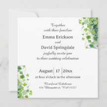 Elegante grüne Blatt-Hochzeitseinladung
