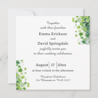 Elegante grüne Blatt-Hochzeitseinladung Einladung