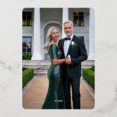 Elegante grüne Blätter 25. Hochzeitstag Folieneinladung (Rückseite)