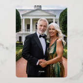 Elegante grüne Blätter 30. Hochzeitstag Folieneinladung (Rückseite)