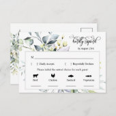 Elegante grüne Blätter Antwort Karte 4 Wahl (Vorne/Hinten)