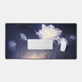 Elegante grüne Blätter auf weichem Beige Hintergru Schreibtischunterlage (Tastatur & Maus)