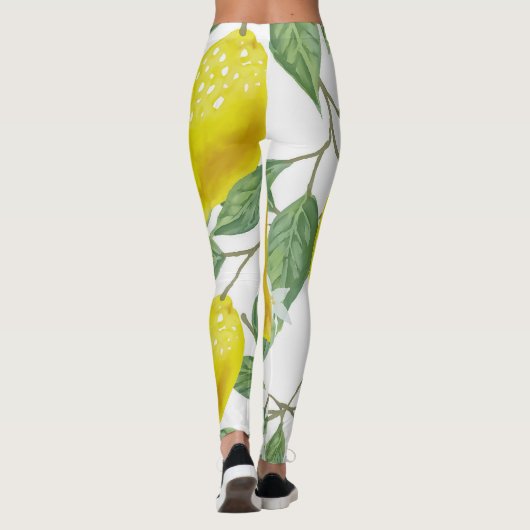 Elegante grüne Blätter & gelbe Zitronen | LEGGINGS (Rückseite)