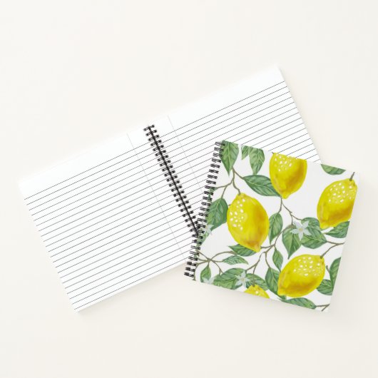 Elegante grüne Blätter & gelbe Zitronen | Notebook Notizblock (Innenseite)