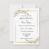 elegante grüne Blätter Goldpreis Hochzeit Einladung (Vorderseite)