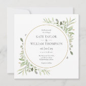 Elegante Grüne Blätter Hochzeit Einladung (Vorderseite)