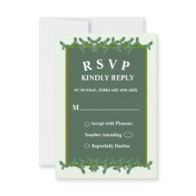 Elegante grüne Blätter Hochzeit-RSVP-Karte