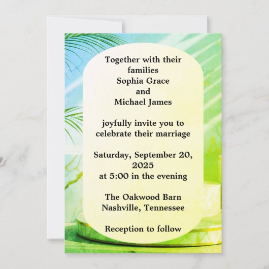 Elegante grüne Blätter Naturdesign | Minimal Botan Einladung (Vorderseite)